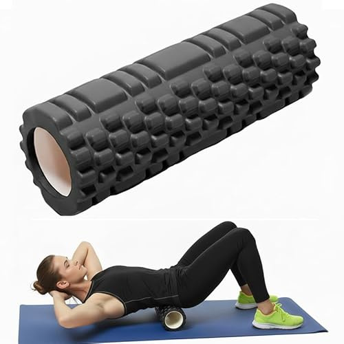 Senken Faszienrolle Wirbelsäule (30 * 10CM), Foam Roller Mit 3D Texturmassage, Hartschaumrolle zur Selbstmassage Muskelverspannungen Lindern, Faszienrolle für Yoga, Sport, Fitness, Pilates