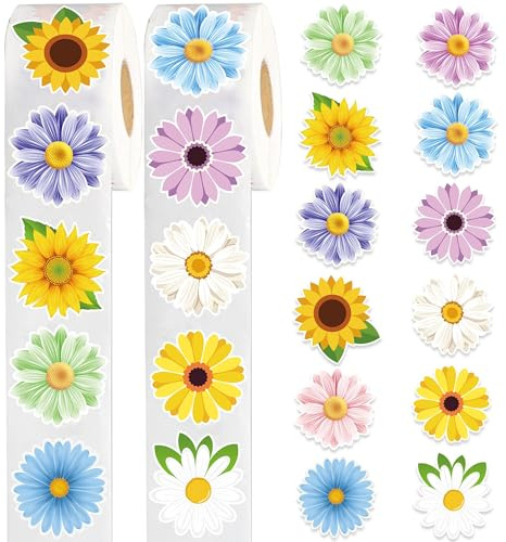 Adesivi Fiore Primavera 1000 Pezzi Stickers Fiori Waterproof adesivi floreali autoadesivi Adesivi Fiori Primaverili Rotoli Adesivi Fiori per scrapbooking,artigianato,biglietti,computer portatili (A)