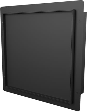 HAGO24 Wandnische 30x30cm Edelstahl Schwarz Matt befliesbare Tür Duschnische Duschablage Duschregal Edelstahlnische Magnetverschluss Unterputz randlos
