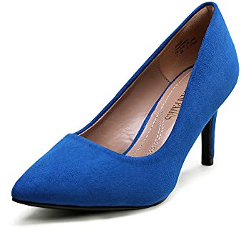 DREAM PAIRS Women's Slip On Low Mid Heels Pointed Closed-Toe Dress Court Shoes KUCCI,Size 9,Royal/Blue,KUCCI