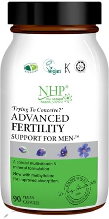 NHP Advanced Fertility Support for Men – Vegan Supplement - Zinc, Selenium, CoQ10, L-Carnitine, L-Arginine, Methylfolate & Vitamin D3 to Support Sperm Health, Motility & Conception – 90 Capsules