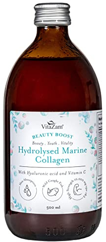 Liquid Collagen for Women & Men, Collagen Drink with 10,000mg Marine Collagen Peptides, Collagen Liquid Drink for Younger Looking Skin for Hair Growth, Skin Repair, Nail Strength 500ml (25ml Daily).