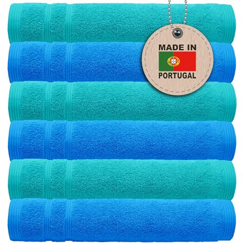 Lashuma Kleine Gästetücher Grün 30x30 cm, 6 TLG London Waschlappen Set Nautic Opal