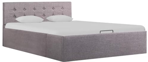 vidaXL Stauraumbett Hydraulisch Polsterbett Doppelbett Bett Schlafzimmerbett Stoffbett Bettrahmen Bettgestell mit Stauraum Taupe 120x200cm