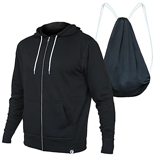 Quikflip 2-in-1 Wende-Rucksack Hoodie (wie auf SHARK TANK) Unisex Full Zip Hero Hoodie Lite, Schwarz, L