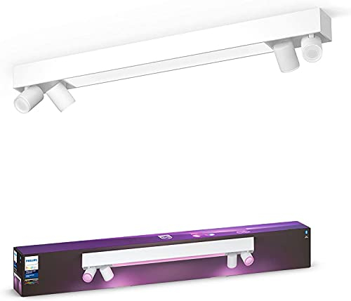 Philips Hue White & Col. Amb. LED 4-er Spotleuchte Centris, weiß, dimmbar, 16 Mio. Farben, steuerbar via App, kompatibel mit Amazon Alexa (Echo, Echo Dot)