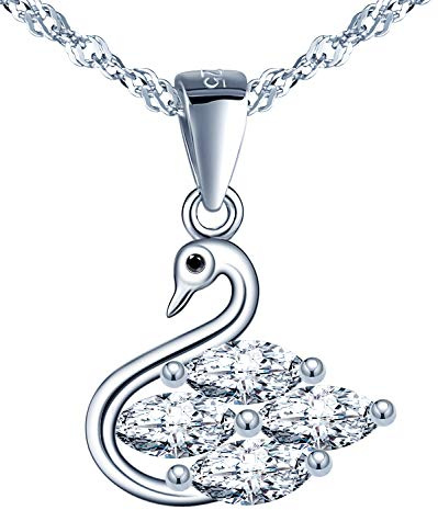 MicLee Damen Schwan Halskette 925 Sterling Silber Zirkonia Anhänger Ketten mit Geschenkbeutel