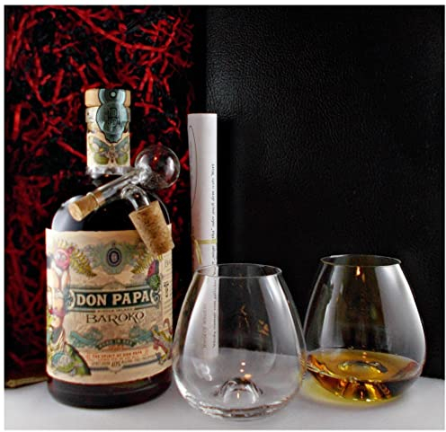 Geschenk Don Papa Rum Baroko + 2 Gläser + Glaskugelportionierer