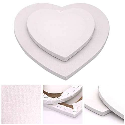 Weiße Leinwand Tafel in Herzform aus Baumwolle Malbrett weiß blanko Leinwand Rahmen Kunst Handwerk Set von 2 (8/12 Zoll) für Malerei Acryl Ausgießen Ölfarbe Künstler Medien