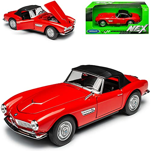 Welly B*M*W 507 Cabrio Geschlossen mit Soft Top Rot 1956-1959 1/24 Modell Auto