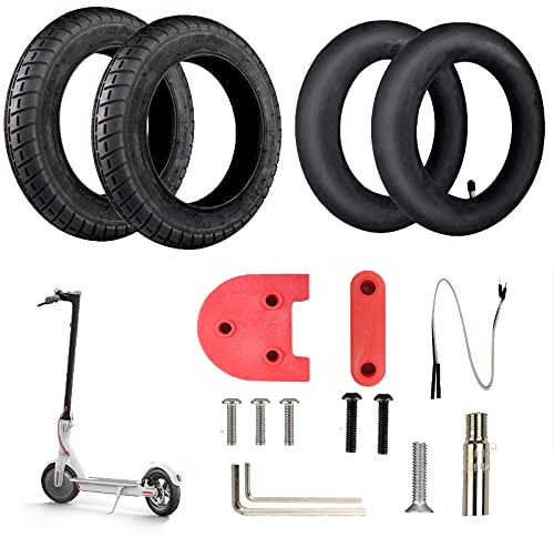ANSENI® Kit Ruedas Wanda 10 Pulgadas Compatible para Xiaomi M365, 1S,Pro,Pro2, Neumático 10 pulgadas Reemplazo Patinete Electrico,Camara Aire 10 pulgadas,Pieza Adaptador y Adaptador de Válvula(Rojo)