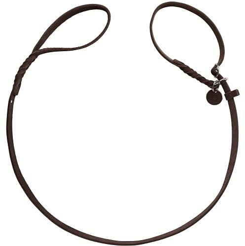 HUNTER Retriever-Leine SOLID Education, Farbe: Dunkelbraun, Handgeflochtene Leine mit integrierter Halsung, Spezialschieber und Zugstopp aus robustem Rindsleder, Größe 18/170