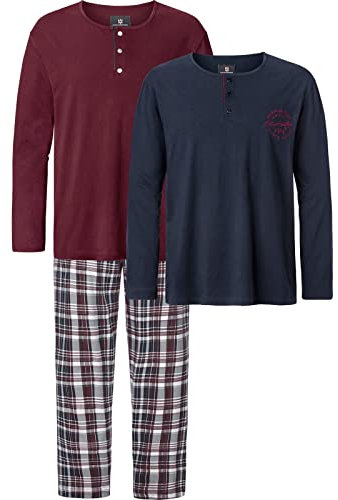 Jan Vanderstorm Herren 3 TLG. Schlafanzug Helimar (Pyjama-Set, Lang) dunkelblau, 7XL (XXXXXXXL) - 80/82