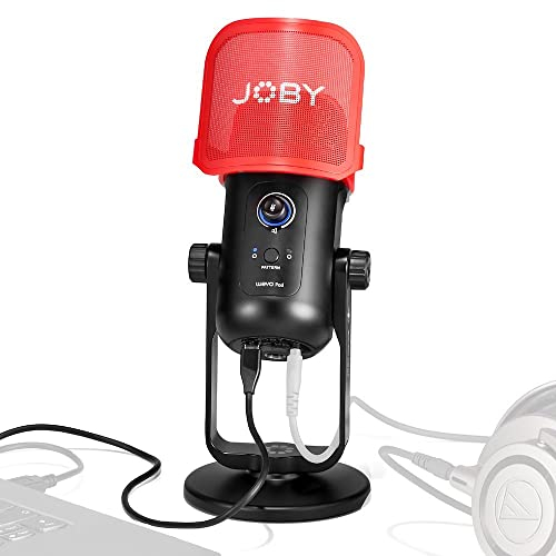 JOBY Wavo POD USB Condenser PC Microphone for Podcasting, Streaming, Recording, Mute and Gain Controls, Headphones for Live Monitoring, Laptop Plug & Play for Mac and PC