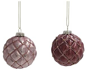 Glaskugel Metallic - 2 sortimente - rosé/lila - 8 cm