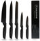 AMUSHOME Kitchen Knife Set of 5 Stainless Steel Sharp Kitchen Knives Set with Ergonomic Handle Include Paring, Utility, Bread and Chef Knife Set