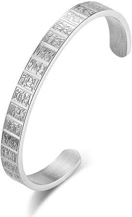 Skcess Armkette Silber, Armband Taoistisches Goldenes Leichtes Mantra Armband Edelstahl Freundschaftsarmband