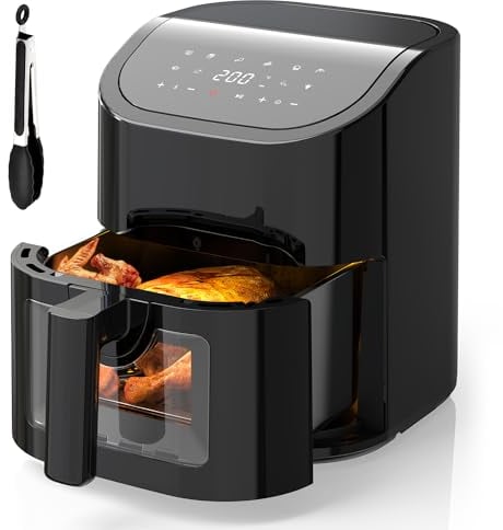 EUARY Heißluftfritteuse 4,5L Friteuse Heissluftfriteuse mit 8 Programmen,Air fryer mit Rezeptbuch auf Deutsch,Fritteuse Heissluft Ohne Fett,Airfryer mit Rezeptbuch auf Deutsch.
