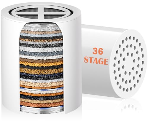 2 Pack 36 Stage Shower Filter Replacement Cartridge - Balance in Filtration and Rejuvenation for Hard Water -VeoryFly ShowerHead Water Filter Cartridge, Compatible with Any Similar Shower Filter