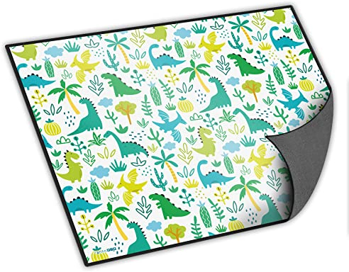 itenga Schreibtischunterlage mit Motiv abwischbar rutschfest glatt 40x53cm Kunststoff Schreibunterlage für Kinder (Motiv Dinos)