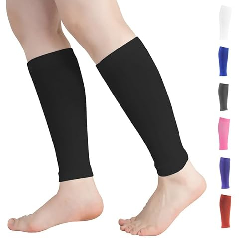 Novetec Manchon de Compression pour Mollet pour Homme et Femme (20-30 Mmhg)– Manchons de Compression pour Course, Soutien des Attelles de Tibia, Soulage les Douleurs (1 Paire) (Noir, XL)