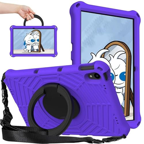 For Lenovo Tab P11/ P11 Plus Kids Case 11-Inch, Spider Web Pattern EVA Foam, with Ring Handle Stand & Shoulder Strap Tablet Case For Lenovo Tab P11 TB-J606F TB-J616F, Purple
