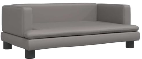 vidaXL Kindersofa, Couch für Kinder, Kindercouch mit runden Kanten, Kindersessel Minisofa Polstersofa Kindermöbel Sofa Kinderzimmer, Grau Kunstleder