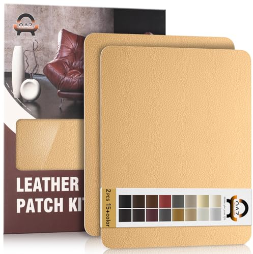 Kit di Riparazione in Pelle Beige e giallo, 28×21 cm Nastro Adesivo in Pelle, Pelle Adesiva per Riparazioni Patch di Riparazione in Pelle per Divani, Automobili, Reclinazioni, Borse, Tappezzeria