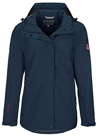 Blue Wave Damen Funktionsjacke Britta - Regenjacke Funktionsmantel mit Mesh-Futter und abnehmbarer Kapuze in Marine Größe 54