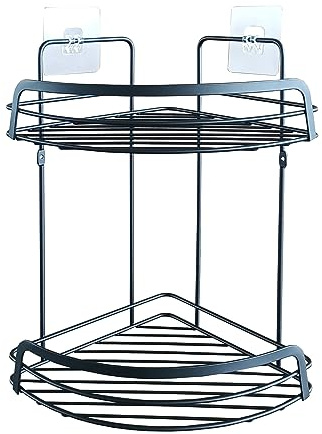 Douceur d'Intérieur, Eck-Duschregal (22,8 x 29,8 x 34 cm), kabelgebunden, Schwarz, Metall