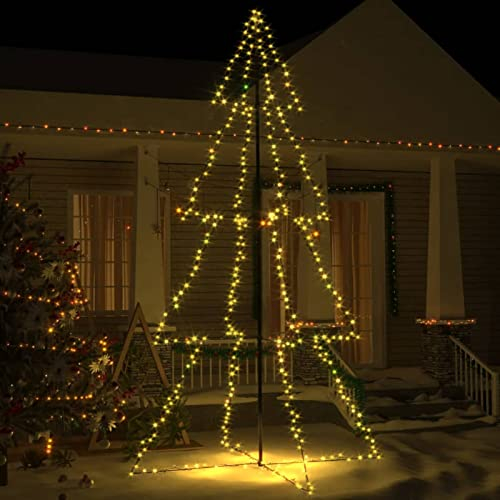 Festnight Metall Weihnachtsbaum, Metalltanne schwarz, Christbaum Groß Dekorationen Weihnachtsbaumkugeln, Tannenbaum Metall, LED Weihnachtsbaum Außen Lichterbaum Aussen 250 cm