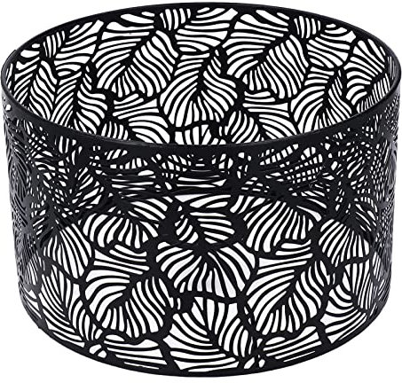 BEIJIALY Abat-Jour Abat-Jour, Abat-Jour Tambour en Métal, Couvercle D'abat-Jour Ajouré, Style Simple Moderne, Décoration de la Maison pour Ampoules E14 E27(Noir)