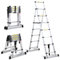 Eulenke teleskopleiter klappleiter 2+2,3M aluleiter Tragbare rutschfeste ausziehbare Leiter 6+7 Stufen, 150 kg Belastbarkeit, Leiter ausziehbar, Mehrzweckleiter, Haushaltsleiter, treppenhausleiter