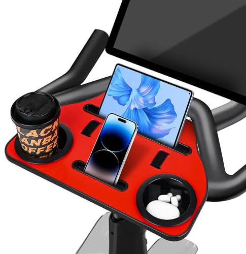 Qsxou Desk Attachment for Peloton Bike+ (NOT Bike) Tray Holder for Phone, Cup, Tablet, Ergonomic Platform Tray Accessories for Peloton Spin Bikes(red)