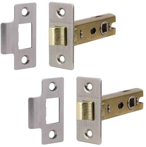 Decoranddecor Door Latches for Internal Door 64mm 2 Pack Satin Nickel | Tubular Latch 64mm 2.5 Inch, Mortice Latch, EN12209 FD60 Fire Rated, 44mm Backset, Interior Door Mechanism