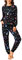 Ekouaer Damen Schlafanzug Lang Zweiteiliger Star Schlafanzug Winter Pyjama Set Rundhals Langarm Loungewear Winter Schwarz L