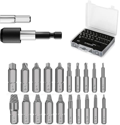 22 extractores de tornillos para tornillos dañados, herramienta para quitar tornillos rotos con portapuntas de extensión magnética