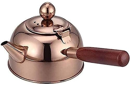 Teapot Whistle Stovetop Kettle Stainless Steel Whistling Tea Kettle Teapot Kettle with Wood Handle for Home Gas Stovetop Whistling Teapot Tea Kettle(Rose Gold,500ML)