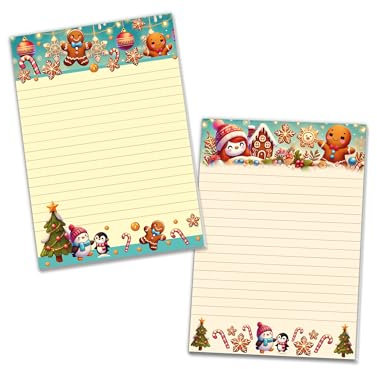 2 bunte Schreibblöcke liniert im Set Motivpapier Weihnachten Christmas Silvester Winter Wichtelgeschenk für Kinder Jungen Mädchen (2 Blöcke A5 mit je 25 Blättern)