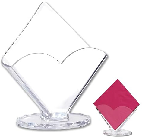 Decoraparty Servilletero de mesa transparente de plástico, soporte para servilletas, dispensador de pañuelos, toallas de mesa, liso, de corazón, 17 x 17 x 8 cm