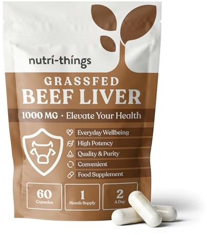 Grass Fed Beef Liver Capsules – Nutrient-Rich Organ Supplement for Energy, Immunity & Vitality – 1000mg Per Serving – Desiccated Liver Tablets – Supports Mood, Skin & Wellness – 60 Capsules