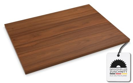 Hausfux Tischplatte nach Maß - 2,5 cm Starke Spanplatte, melaminbeschichtet, mit ABS-Kante - individueller Zuschnitt - Made in Germany (Madison Walnuss, 180 x 80 cm)