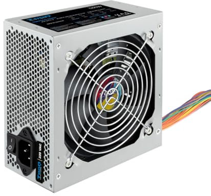 Fuente de Alimentación ATX TQAPOLO 500W, 120mm Ventilador Silencioso, 78% Eficiencia, Conectores PCI-E/SATA/Molex, Color Plata