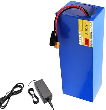 HJGHY Xt90,48V 10Ah, 48 V 10 Ah 12 Ah 15 Ah Lithium-Ionen-Akku, 48 V 20 Ah Lithium-Akkupack, 48 Volt 18 Ah 25 Ah PVC-Li-Ionen-Akku mit Ladegerät für 0–1000 W Motorrad-Rollermotor