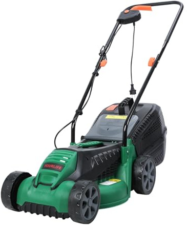 Electric Lawn Mower, 1600W Cordless Self-Propelled Electric Lawn Mower, 35 45L Grass Tank, Height Adjustable Cutting 30 70mm, 3 in 1 Walking Conductor Bag, Ejection Green