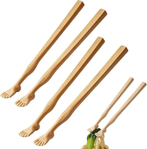 Funny Feet Shape Chopsticks with Straw, 3D Printed Toe Foot Pad Design Snack Chopsticks for Noodles, Novelty Gag Gift Easy-to-Use Chopsticks (2 Pairs)