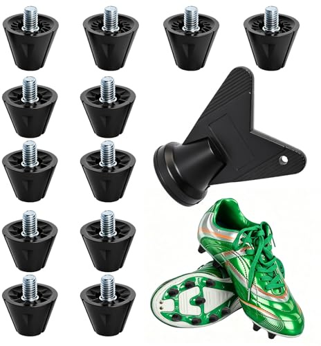 12x M5 Schraubstollen für Fußballschuhe Set (4x16mm, 8x13mm) + Schlüssel | Universelle Ersatzstollen mit Dreikantschlüssel, Optimaler Halt für Rasenplätze, Passend für Nike & Adidas Stollen M5