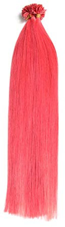 Pinke Keratin Bonding Extensions 100% Remy Echthaar Human Hair - 50x 1g 45cm Glatte Strähnen - Lange Haare mit Keratin Bondings U-Tip Haarverlängerung Haarverdichtung-Farbe:Pink