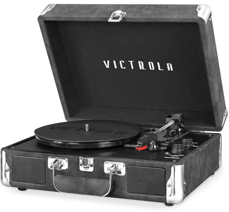 it.Innovative Technology Victrola Vintage Tourne-Disque Bluetooth 3 Vitesses avec Haut-parleurs Noir