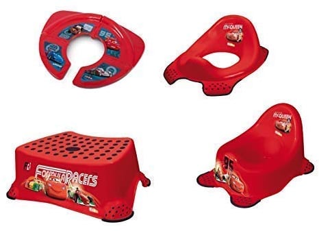 KiNDERWELT Disney Cars: Töpfchen + WC Aufsatz + Hocker + Faltbarer Reise WC Aufsatz Toilettentrainer